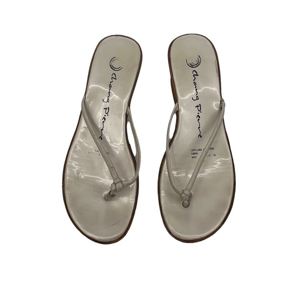 Chang Pierre White Cork Wedge T-Strap Sandals Size 39 Women's - Picture 8 of 12